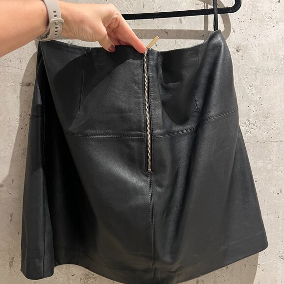 Ted Baker 100% Leather A-Line Mini Skirt - Size 10 - Picture 7 of 8